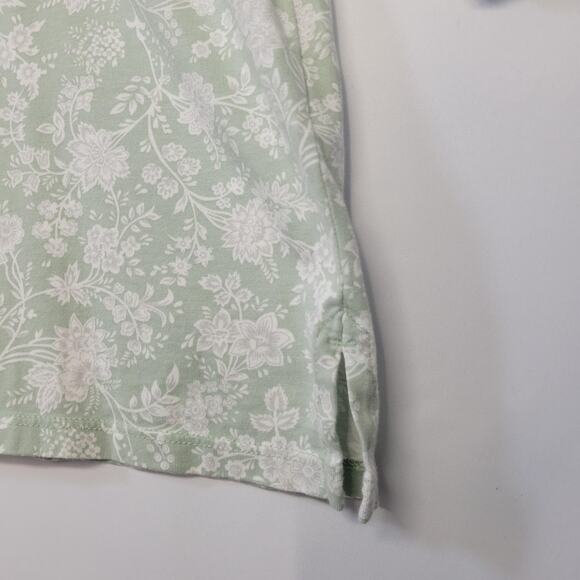Lands End Shirt Womens Small Green Floral 3/4 Sleeve Cotton Tunic Top Cottage - Picture 6 of 13